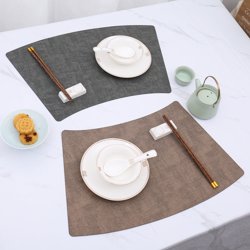 Fan-Shaped PU Leather Table Mat for Dining (Luxury Style)